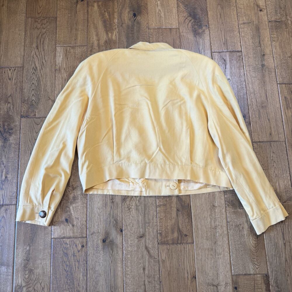 VTG Linda Allard Ellen Tracy Skirt Suit 100% Silk Yellow Beige Womens Sz 16 - Picture 6 of 11